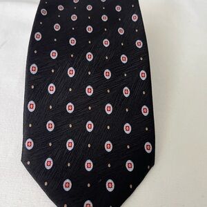 Brioni Classic Black Patterned Men's Tie - Black with Red Accent